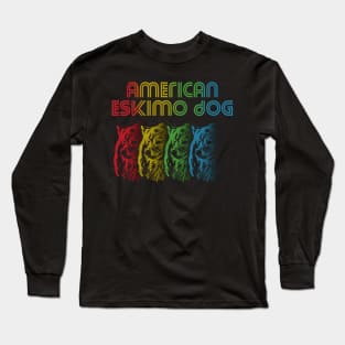 Cool Retro Groovy American Eskimo Dog Dog Long Sleeve T-Shirt